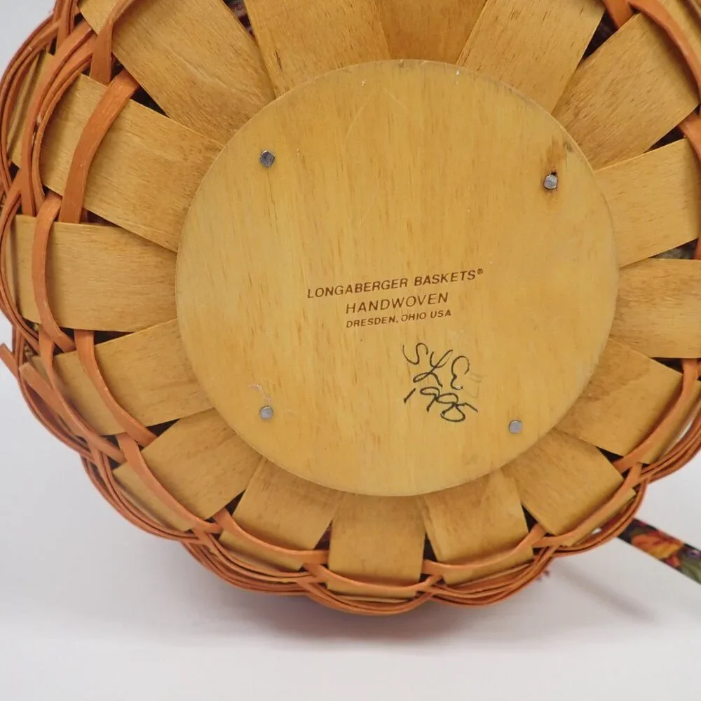 Vintage 1995 Longaberger Pumpkin Basket Fall Liner Lid Leaves